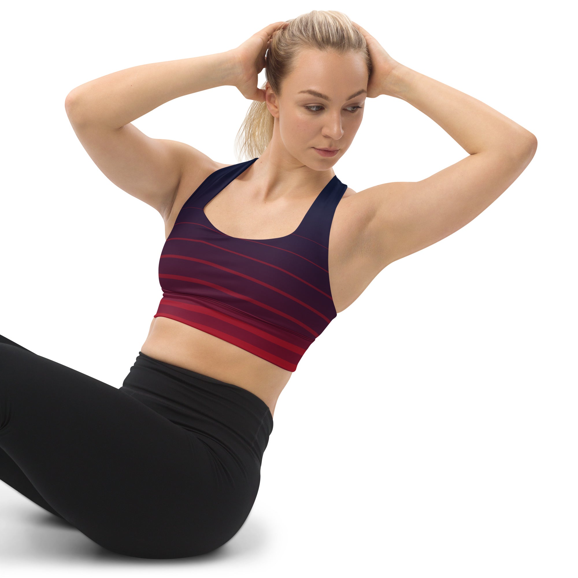 SHE REBEL - Stripes Longline Sports Bra